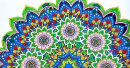 Vibrant mandala artwork featuring intricate floral patterns and colorful geometric designs by Shirish Mandale.