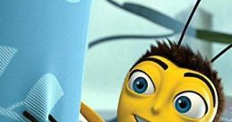 Barry B. Benson from Bee Movie smiles while interacting with his surroundings, showcasing his vibrant character design.