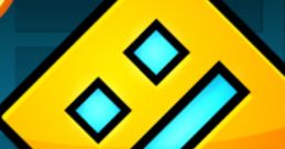 Geometry Dash character icon with a vibrant orange background, featuring geometric shapes and expressive design elements.