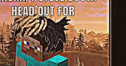 Minecraft meme featuring Steve with humorous text about an ironic adventure at a dealer's house.