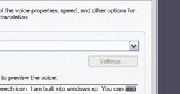 Voice properties settings for Windows XP Tour Narrator, including speed and audio output options. Adjust for accessibility.