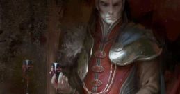 Vampire lord holding a goblet in a dark, Gothic setting, embodying the eerie essence of DnD's Curse of Strahd.