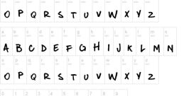 Handwritten alphabet and numerical characters designed for DonanFer VezCha, including symbols and punctuation marks.