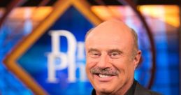 Dr. Phil smiles confidently in front of the show's backdrop, ready to engage with guests on important topics.