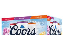 Coors Seltzer Slushie Flavours variety pack featuring cherry, grape, and orange; refreshing hard seltzer with natural flavors.