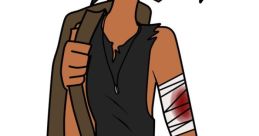 Mal from Total Drama, wearing a sleeveless black shirt, holding a gun, with a bandaged arm and a cigarette in his mouth.