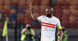 Davison Shikabala celebrating on the field, showcasing leadership in a key match for his team in Egypt.