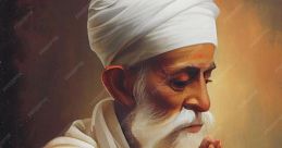 Portrait of Kabir with folded hands, symbolizing devotion and spirituality, reflecting his teachings and wisdom.