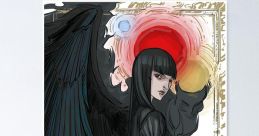 Sophie Crow (Mia) depicted with dark wings and a striking pose against a colorful background, exuding mystery and strength.