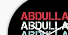 Bold "Abdullah" clock design with a black background, featuring vibrant red and blue text for striking visual appeal.