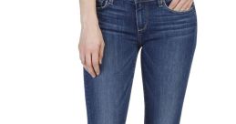 Flared Apple Denim jeans in a stylish dark wash, featuring a distressed design and a flattering fit for casual wear.