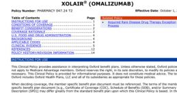 Xolair (Omalizumab) clinical policy document outlining coverage conditions and requirements by UnitedHealthcare Oxford.