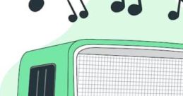 Vintage green radio surrounded by musical notes, symbolizing nostalgia and classic tunes for "Primer Ciclo" enthusiasts.