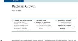 Chapter on bacterial growth by Raina M. Maier, detailing phases of culture and microbial division processes.