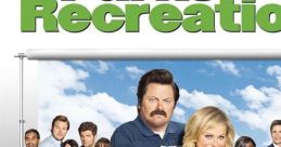 Main characters from "Parks and Recreation" pose together, showcasing camaraderie and humor in a vibrant outdoor setting.