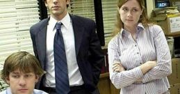 Jim, Dwight, and Pam in the Dunder Mifflin office, showcasing workplace dynamics and humor from "The Office.