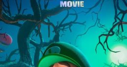 Luigi looks terrified in a spooky landscape from the upcoming Mario Bros. movie. Discover adventure and thrills!