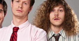 Three male characters in business attire pose playfully, representing the humor and camaraderie of "Workaholics.