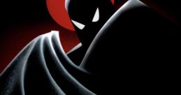 Dark and moody artwork featuring Batman with the iconic red circle, representing "Batman: The Animated Series.