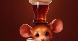 Cute anthropomorphic mouse with drinks, showcasing playful humor reminiscent of The Mouse meme. Perfect for meme lovers!