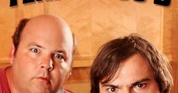 Jack Black and Kyle Gass of Tenacious D pose with guitars, showcasing their comedic rock duo spirit and expressive faces.