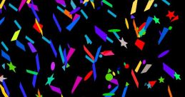 Colorful confetti in various shapes and sizes falling against a black background, perfect for celebrations and festive occasions.