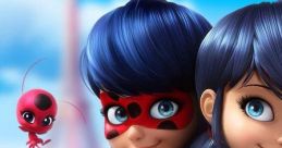 Ladybug and Tikki pose together, showcasing their vibrant costumes against a Parisian backdrop in "Miraculous Ladybug.