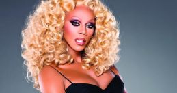 RuPaul exudes glamour in a chic black gown, showcasing iconic style and captivating charisma with bold makeup and voluminous hair.