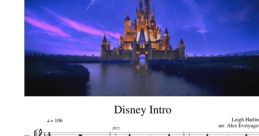 Sheet music for Disney Intro by Leigh Harlin, featuring enchanting melodies and orchestration for various instruments.