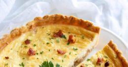 QUICHES LORRAINE The of butter sizzling in a hot pan fills the air, followed by the gentle crackling of bacon as it cooks