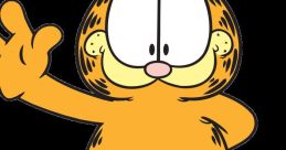 Garfield the cat, iconic cartoon character, smiles and waves, showcasing his famous lazy yet lovable personality.