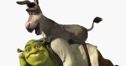 Shrek and Donkey in a playful moment with the quote, "What are you doing in my swamp?" from the beloved animated film.