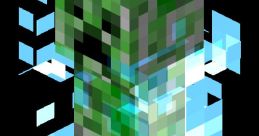 vibrant pixelated creeper 7 character with electric blue accents ready to surprise in Minecraft adventures.