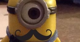 Minion character with a mustache saying, "Hi, my name is Bob the Builder," adding fun to collectible figures.