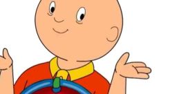 Caillou, now 22, smiles and gestures playfully, embodying the humor of "Caillou The Grown Up (AOK).