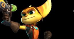 Ratchet from Ratchet & Clank poses confidently with his signature blaster, showcasing his adventurous spirit and style.