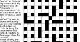 Crossword puzzle featuring clues related to "The Void," including wordplay and cultural references. Challenge your mind!