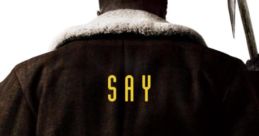 Poster for Candyman, featuring a mysterious figure with a hook; highlights the phrase 'Say His Name' in a chilling style.