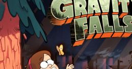 Mabel and Dipper Pines exploring Gravity Falls, with a whimsical forest backdrop and mysterious elements around them.