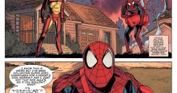 Spider-Man discusses a personal matter with Iron Man in Chicago, blending humor and superhero camaraderie.