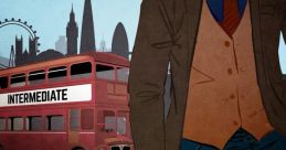 Cover of "Brian British," featuring a stylish detective in London with a red double-decker bus and iconic skyline.