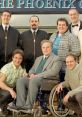 Cast of "Phoenix Nights" posing outside the venue, showcasing their unique comedic styles and camaraderie.