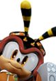 Charmy Bee character portrait with vibrant colors, featuring cheerful expression and distinct black and yellow striped antennas.