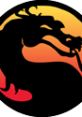 Mortal Kombat logo featuring a fierce dragon silhouette against a vibrant orange and yellow gradient background.