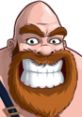 Bear Hugger from Punch-Out!! Wii features a big smile and bushy beard, embodying the character's playful personality.