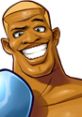 Cheerful Disco Kid from Punch-Out!! Wii, ready for a boxing match with a big smile and blue boxing gloves.