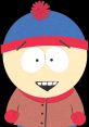 Stan Marsh from South Park, wearing a blue hat and red gloves, smiling brightly with a friendly expression.