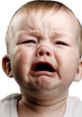 Crying baby expressing distress with tear-streaked cheeks and a scrunched face, showcasing intense emotions.