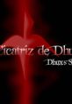 Graphic featuring the title "La Cicatriz de Dhux Dhux's Scar" with bold text and a striking red design, symbolizing the video game theme.