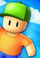 Stumble Guys character in a vibrant blue background, showcasing fun gameplay and colorful design elements of the game.